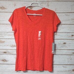JCPenney Women's Short Sleeve V-Neck Tee - Bright Orange